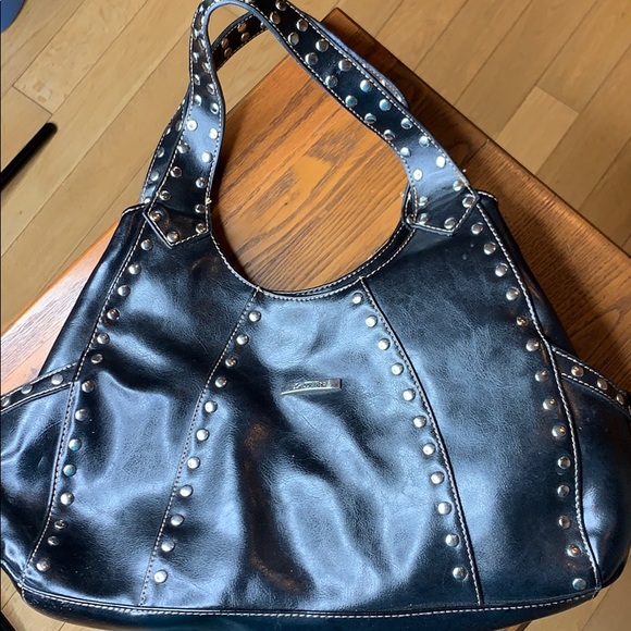 La Philippe Faux Leather Black satchel handbag - Picture 1 of 8